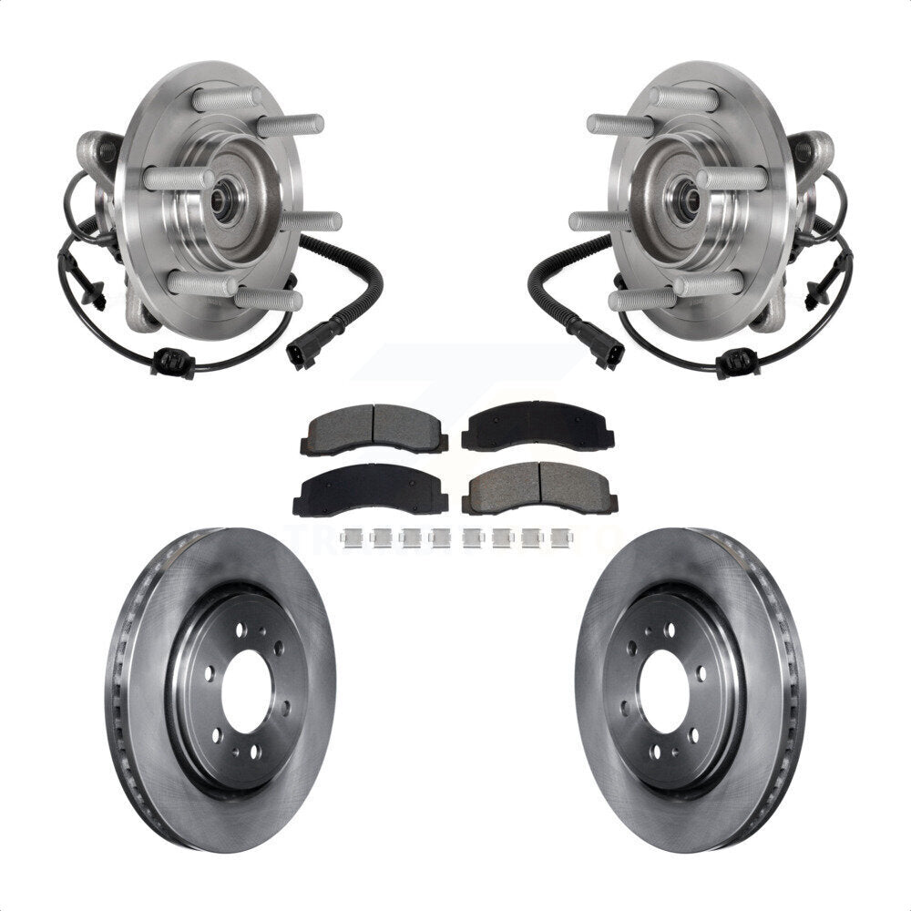 Front Hub Bearing Brake Rotor Pad Kit For 2018-2021 Ford Expedition Lincoln Navigator 4WD KBB-129443