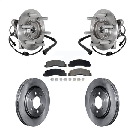 Front Hub Bearing Brake Rotor Pad Kit For 2018-2021 Ford Expedition Lincoln Navigator 4WD KBB-129443