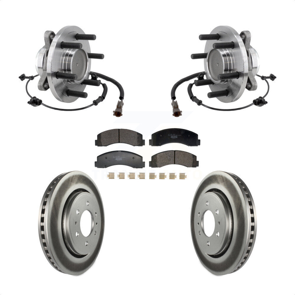 Front Hub Bearing Coated Brake Rotor Pads Kit For Ford F-150 Expedition Lincoln Navigator KBB-129465