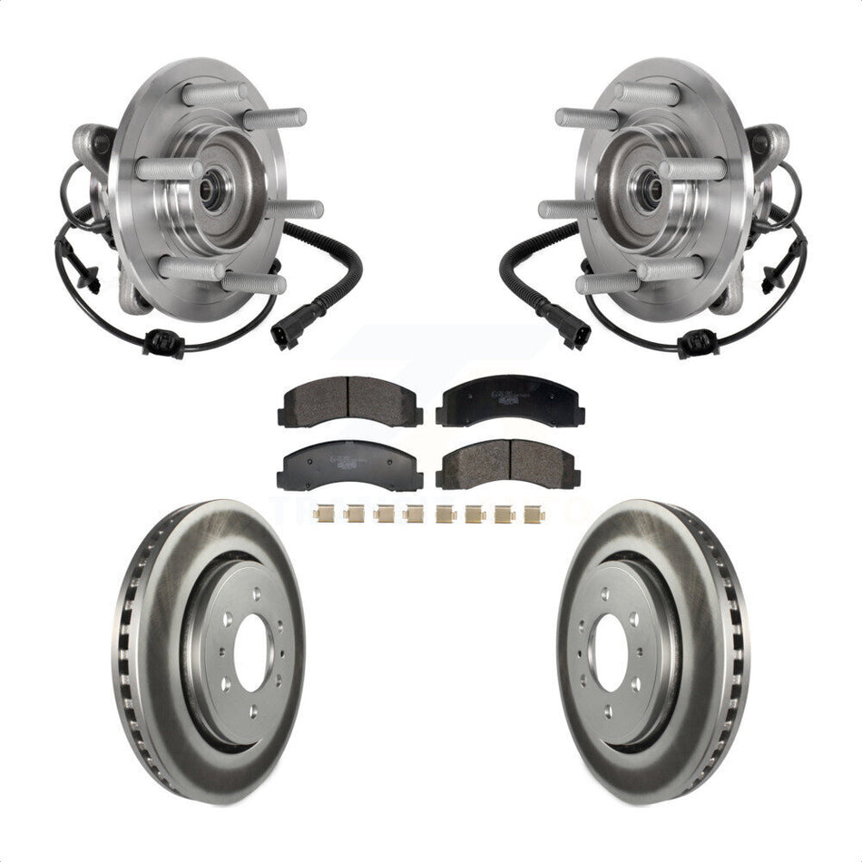 Front Hub Bearing Coated Brake Rotor & Pads Kit For Ford Expedition Lincoln Navigator 4WD KBB-129466