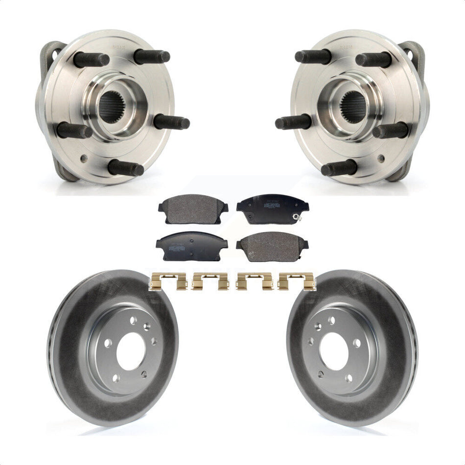 Front Hub Bearing Coated Brake Rotor Pads Kit For Chevrolet Cruze With 15" Factory Wheels KBB-129473