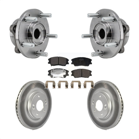 Front Hub Bearing Assembly Coated Disc Brake Rotor And Semi-Metallic Pad Kit For Kia Soul KBB-129477