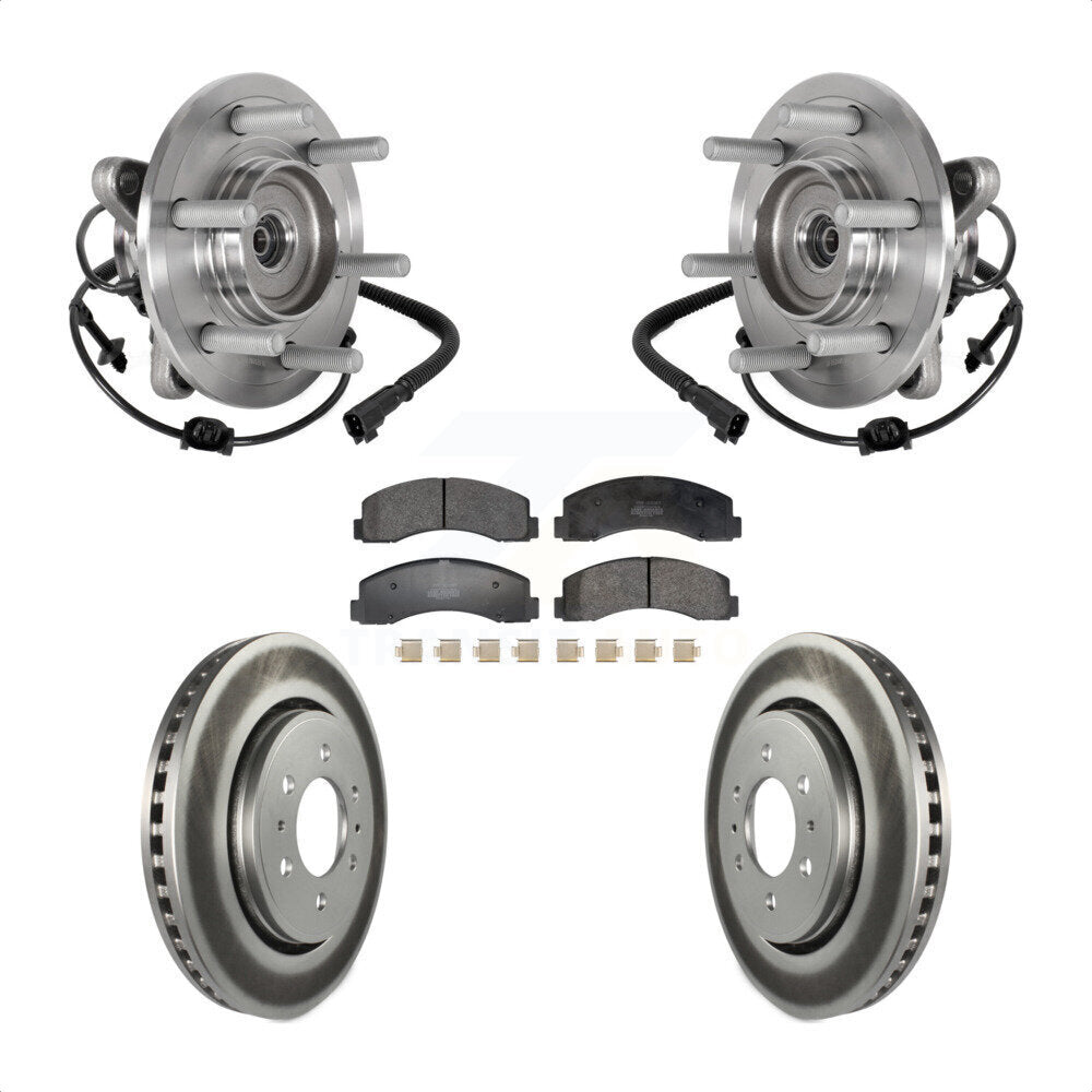 Front Hub Bearing Coated Brake Rotor & Pads Kit For Ford Expedition Lincoln Navigator 4WD KBB-129480