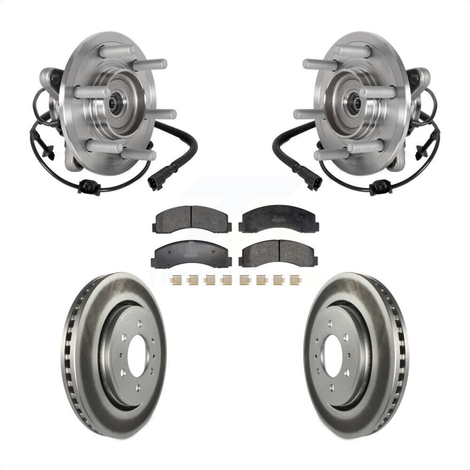 Front Hub Bearing Coated Brake Rotor & Pads Kit For Ford Expedition Lincoln Navigator 4WD KBB-129480