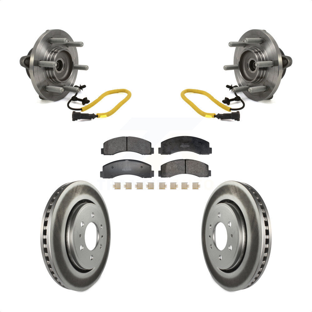 Front Hub Bearing Assembly Coated Disc Brake Rotors And Pads Kit For Ford F-150 KBB-129481