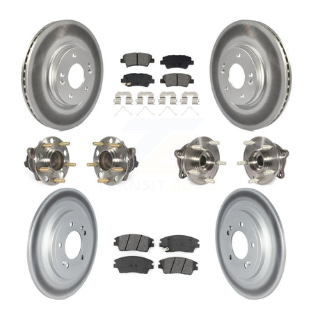 Front Rear Hub Bearing Coated Brake Rotor Pads Kit (10Pc) For Kia Sportage Hyundai Tucson KBB-129487
