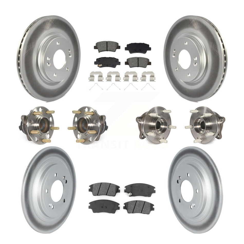 Front Rear Hub Bearing Coated Brake Rotor Pads Kit (10Pc) For Kia Sportage Hyundai Tucson KBB-129487
