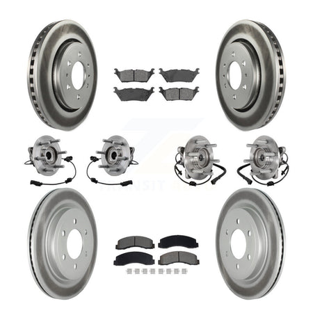 Front Rear Hub Bearing Coated Brake Rotor Pads Kit (10Pc) For Ford Expedition Lincoln 4WD KBB-129498