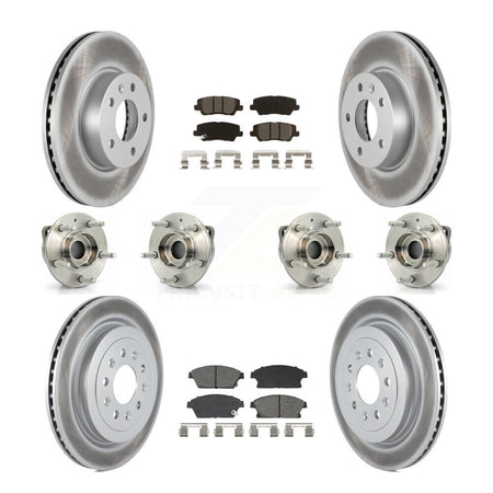 Front Rear Hub Bearing Coated Brake Rotor & Pad Kit (10Pc) For 2013-2015 Cadillac ATS AWD KBB-129501