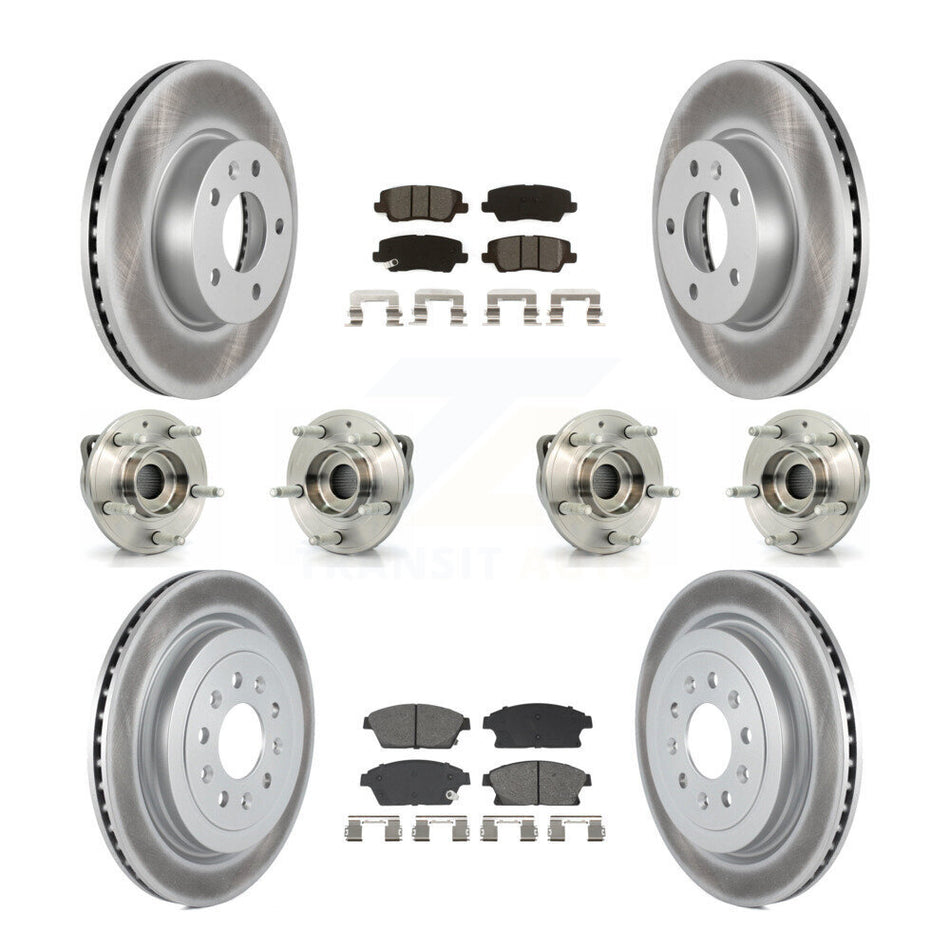 Front Rear Hub Bearing Coated Brake Rotor & Pad Kit (10Pc) For 2013-2015 Cadillac ATS AWD KBB-129501