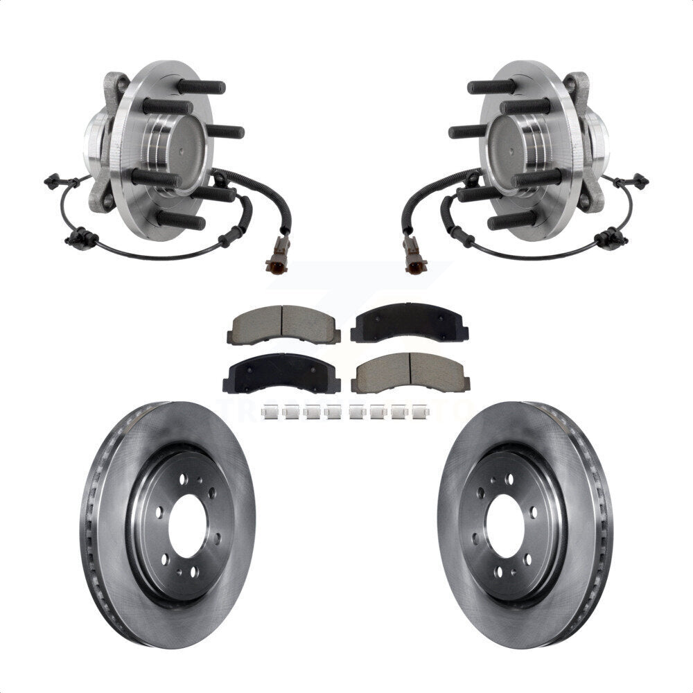 Front Hub Bearing Brake Rotor And Pad Kit For Ford F-150 Expedition Lincoln Navigator RWD KBB-129509