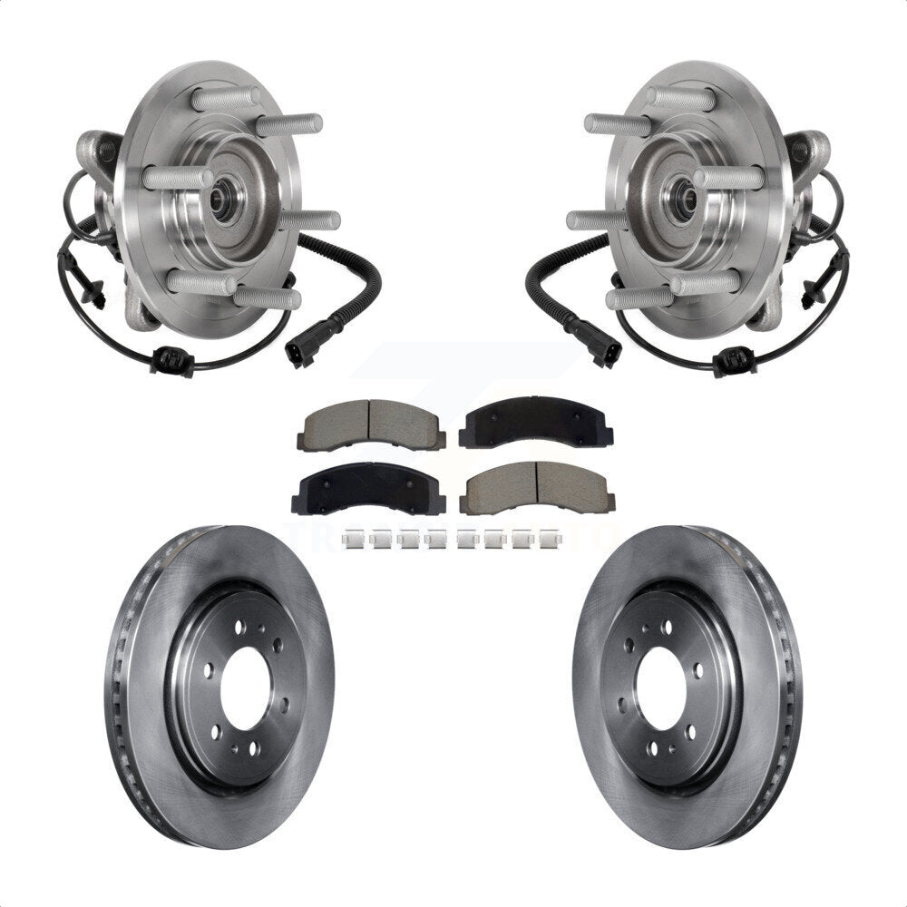 Front Hub Bearing Brake Rotor Pad Kit For 2018-2021 Ford Expedition Lincoln Navigator 4WD KBB-129510
