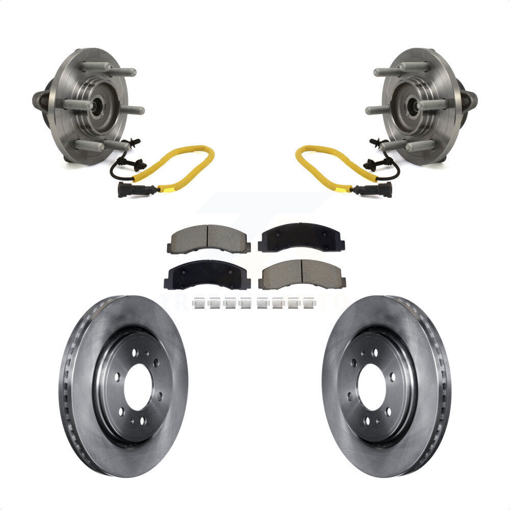Front Hub Bearing Assembly Disc Brake Rotors And Ceramic Pads Kit For Ford F-150 KBB-129511