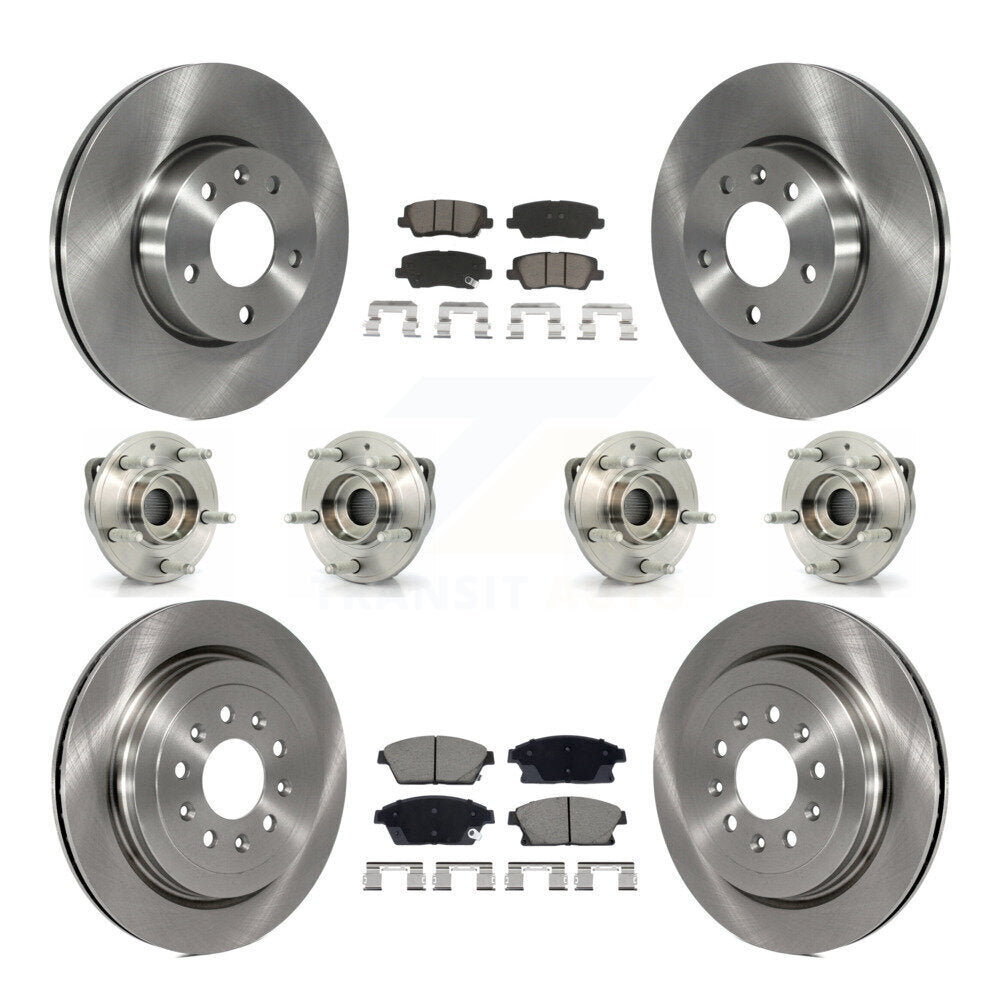 Front Rear Hub Bearing Disc Brake Rotor And Pad Kit (10Pc) For 2013-2015 Cadillac ATS AWD KBB-129518