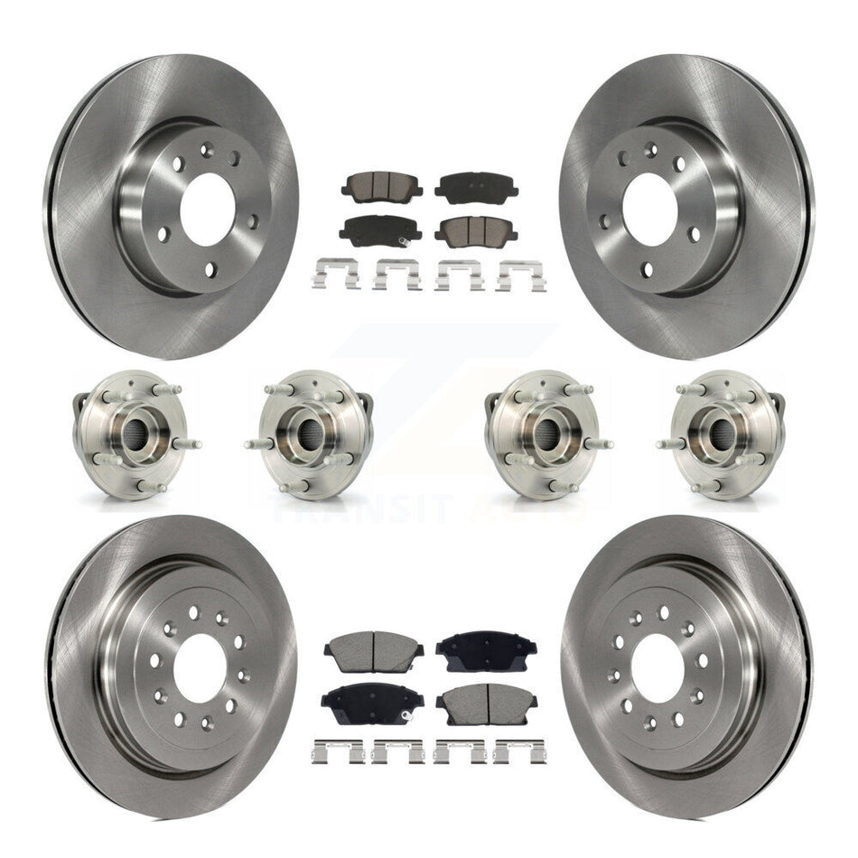 Front Rear Hub Bearing Disc Brake Rotor And Pad Kit (10Pc) For 2013-2015 Cadillac ATS AWD KBB-129518
