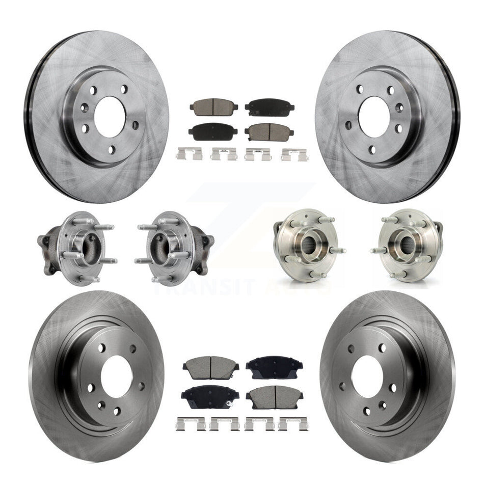 Front Rear Hub Bearing Disc Brake Rotor & Pads Kit (10Pc) For Buick Verano Chevrolet Volt KBB-129526