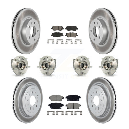 Front Rear Hub Bearing Coated Brake Rotor & Pad Kit (10Pc) For 2013-2015 Cadillac ATS AWD KBB-129533