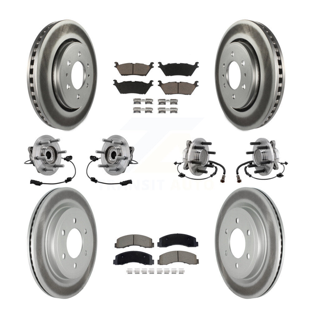 Front Rear Hub Bearing Coated Brake Rotor Pads Kit (10Pc) For Ford Expedition Lincoln RWD KBB-129540