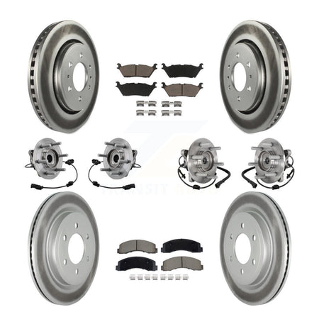 Front Rear Hub Bearing Coated Brake Rotor Pads Kit (10Pc) For Ford Expedition Lincoln 4WD KBB-129541