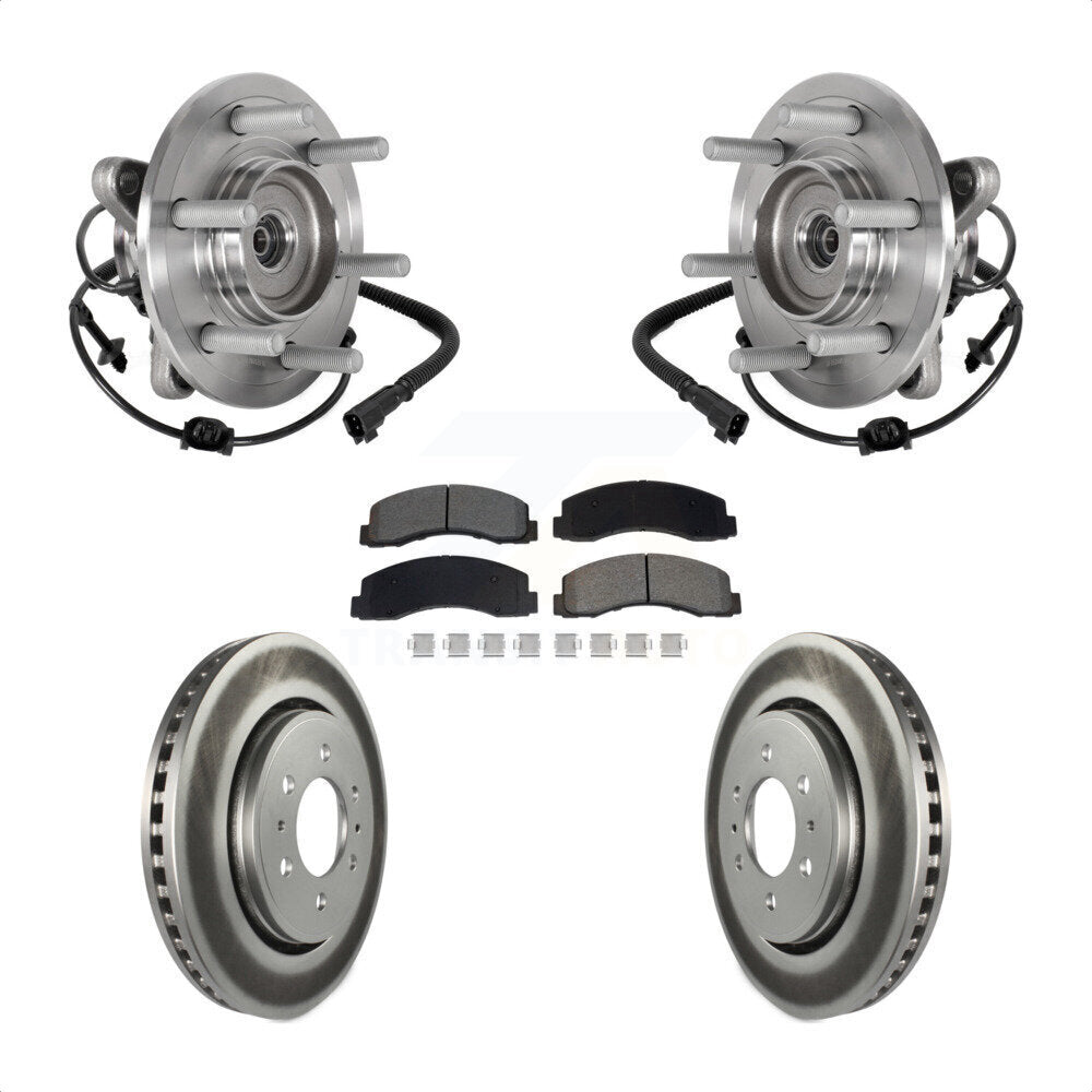 Front Hub Bearing Coated Brake Rotor & Pads Kit For Ford Expedition Lincoln Navigator 4WD KBB-129545