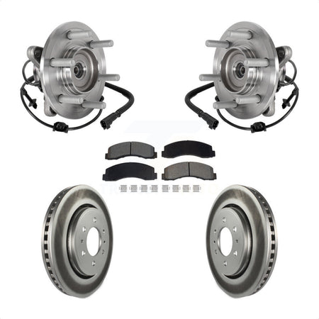 Front Hub Bearing Coated Brake Rotor & Pads Kit For Ford Expedition Lincoln Navigator 4WD KBB-129545