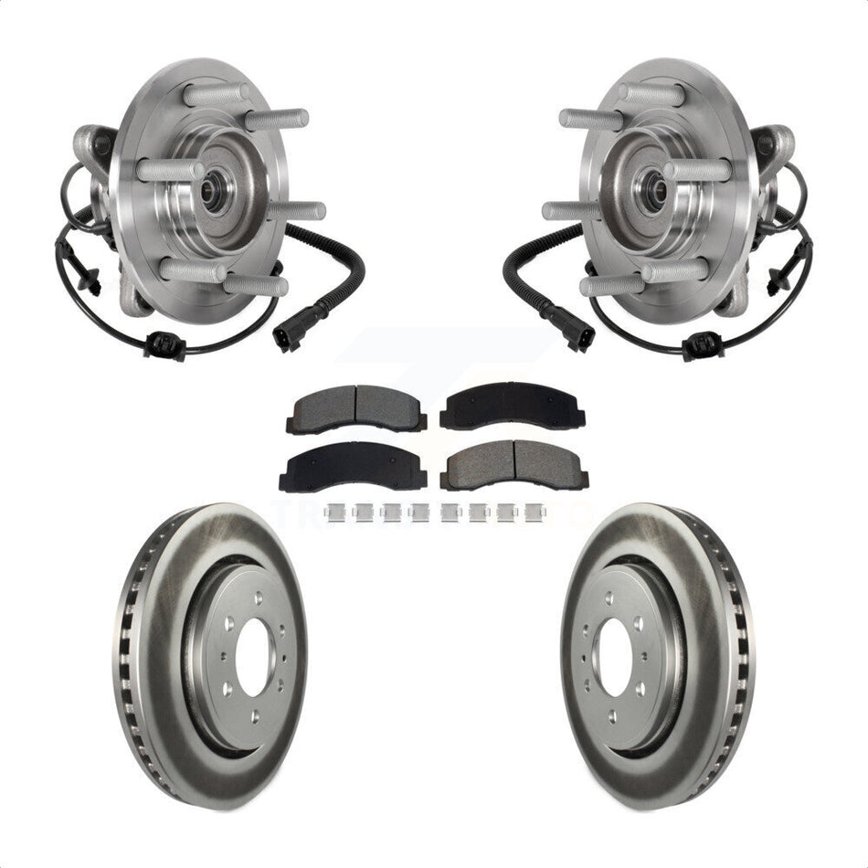 Front Hub Bearing Coated Brake Rotor & Pads Kit For Ford Expedition Lincoln Navigator 4WD KBB-129545
