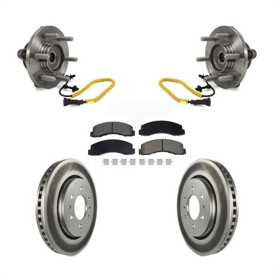 Front Hub Bearing Assembly Coated Disc Brake Rotors And Pads Kit For Ford F-150 KBB-129546
