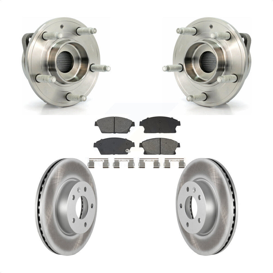 Front Hub Bearing Assembly Coated Disc Brake Rotors And Pads Kit For Cadillac ATS KBB-129548