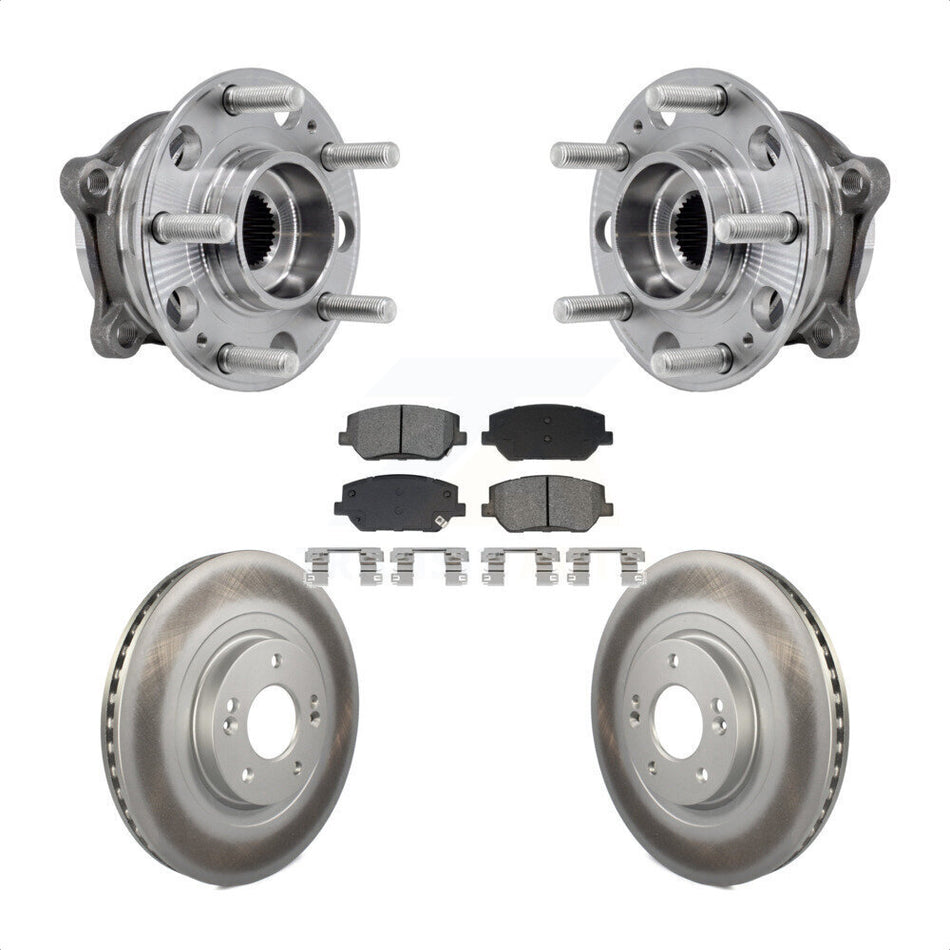 Front Hub Bearing Assembly Coated Disc Brake Rotor Pad Kit For 2019-2020 Hyundai Santa Fe KBB-129554
