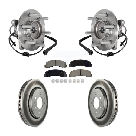 Front Hub Bearing Coated Brake Rotor & Pads Kit For Ford Expedition Lincoln Navigator 4WD KBB-129565