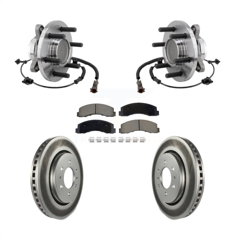 Front Hub Bearing Coated Brake Rotor Pads Kit For Ford F-150 Expedition Lincoln Navigator KBB-129566