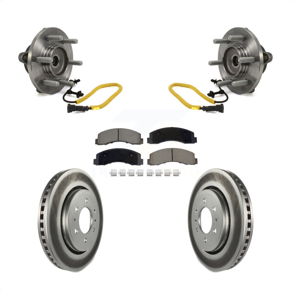Front Hub Bearing Assembly Coated Disc Brake Rotors And Ceramic Pads Kit For Ford F-150 KBB-129567