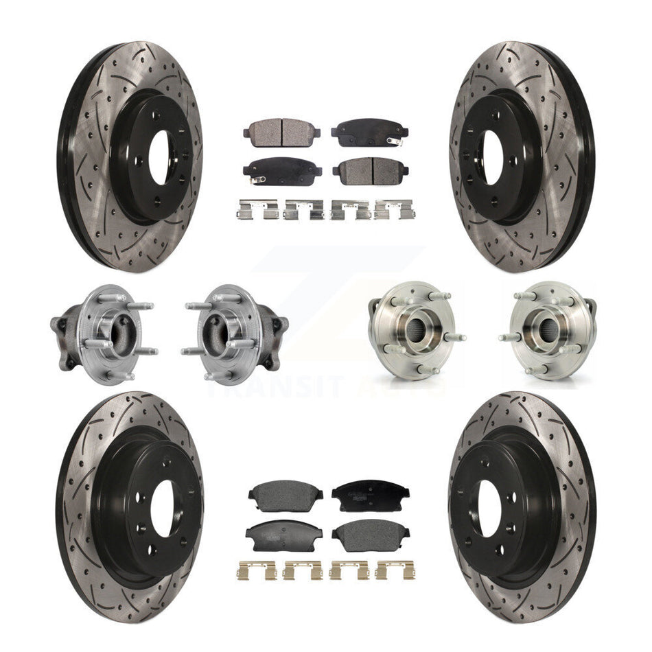 Front Rear Hub Bearing Coated Brake Rotor Pads Kit (10Pc) For Buick Verano Chevrolet Volt KBB-129587
