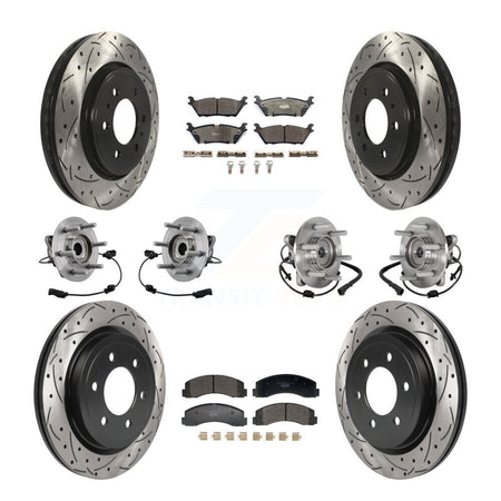 Front Rear Hub Bearing Coated Brake Rotor Pads Kit (10Pc) For Ford Expedition Lincoln 4WD KBB-129594