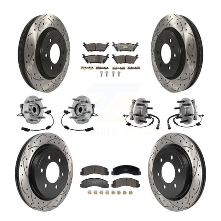 Front Rear Hub Bearing Coated Brake Rotor Pads Kit (10Pc) For Ford Expedition Lincoln RWD KBB-129595