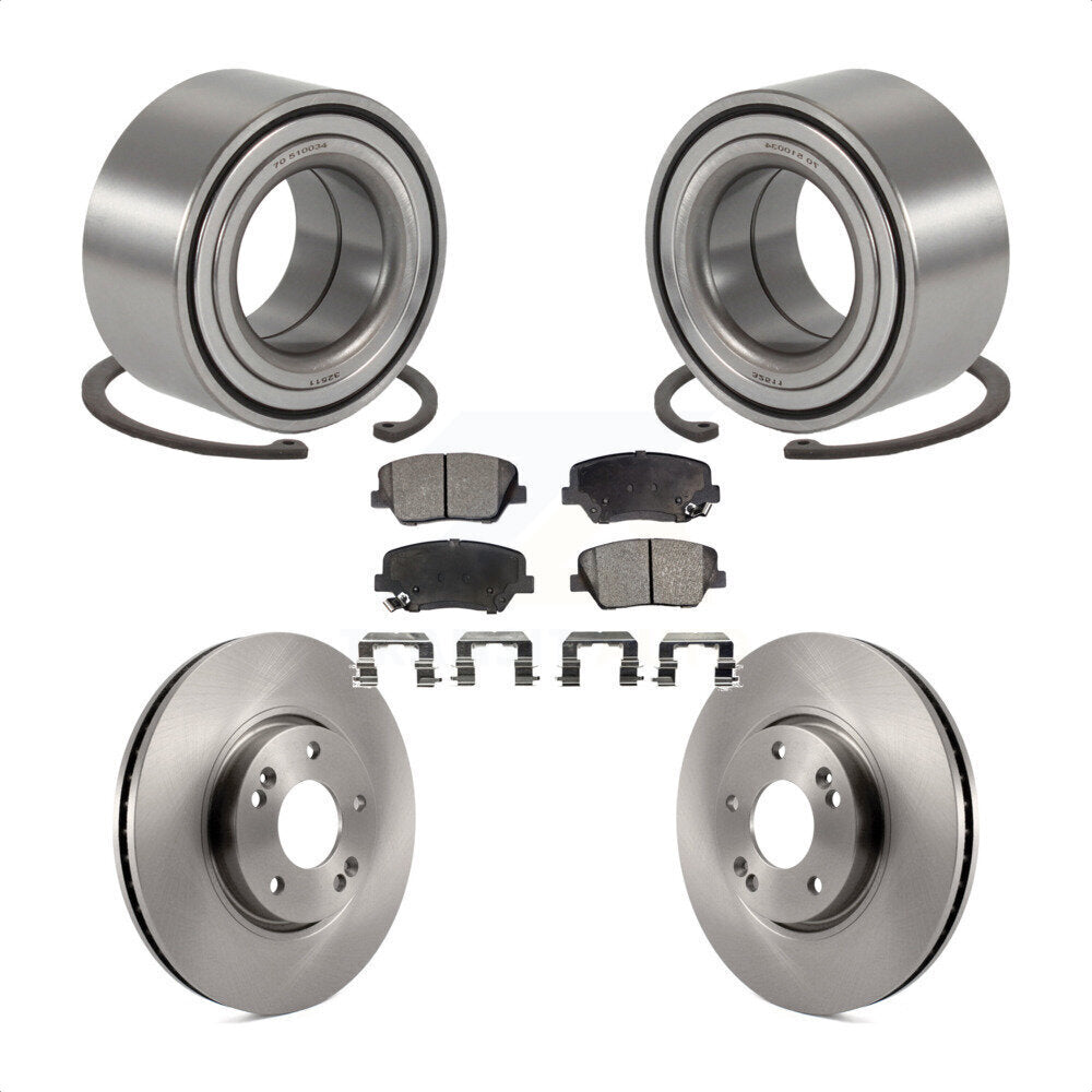 Front Wheel Bearing Disc Brake Rotors And Ceramic Pads Kit For 2014-2015 Kia Rondo KBB-129603