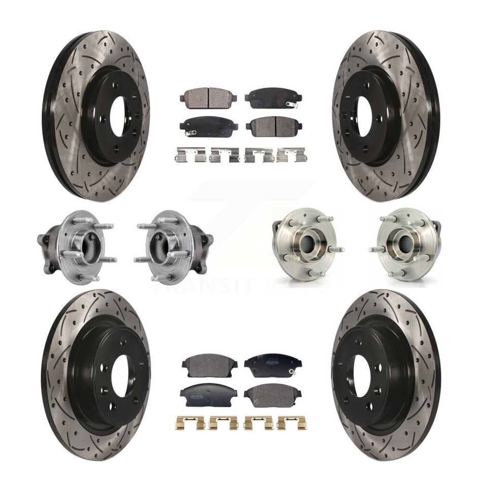 Front Rear Hub Bearing Coated Brake Rotor Pads Kit (10Pc) For Buick Verano Chevrolet Volt KBB-129607