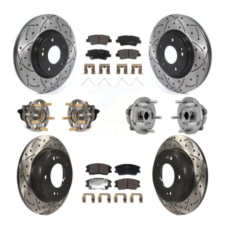 Front Rear Hub Bearing Assembly Coated Disc Brake Rotors And Pads Kit (10Pc) For Kia Soul KBB-129610