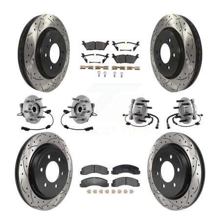 Front Rear Hub Bearing Coated Brake Rotor Pads Kit (10Pc) For Ford Expedition Lincoln RWD KBB-129614