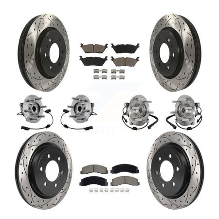 Front Rear Hub Bearing Coated Brake Rotor Pads Kit (10Pc) For Ford Expedition Lincoln 4WD KBB-129629