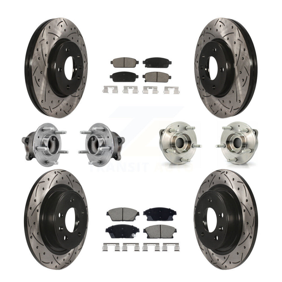 Front Rear Hub Bearing Coated Brake Rotor Pads Kit (10Pc) For Buick Verano Chevrolet Volt KBB-129632