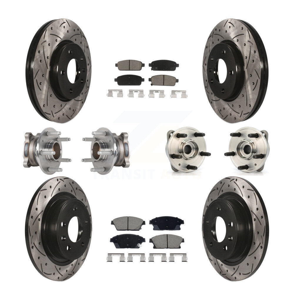 Front Rear Hub Bearing Coat Brake Rotor Pads Kit (10Pc) For Chevrolet Cruze DIESEL engine KBB-129634