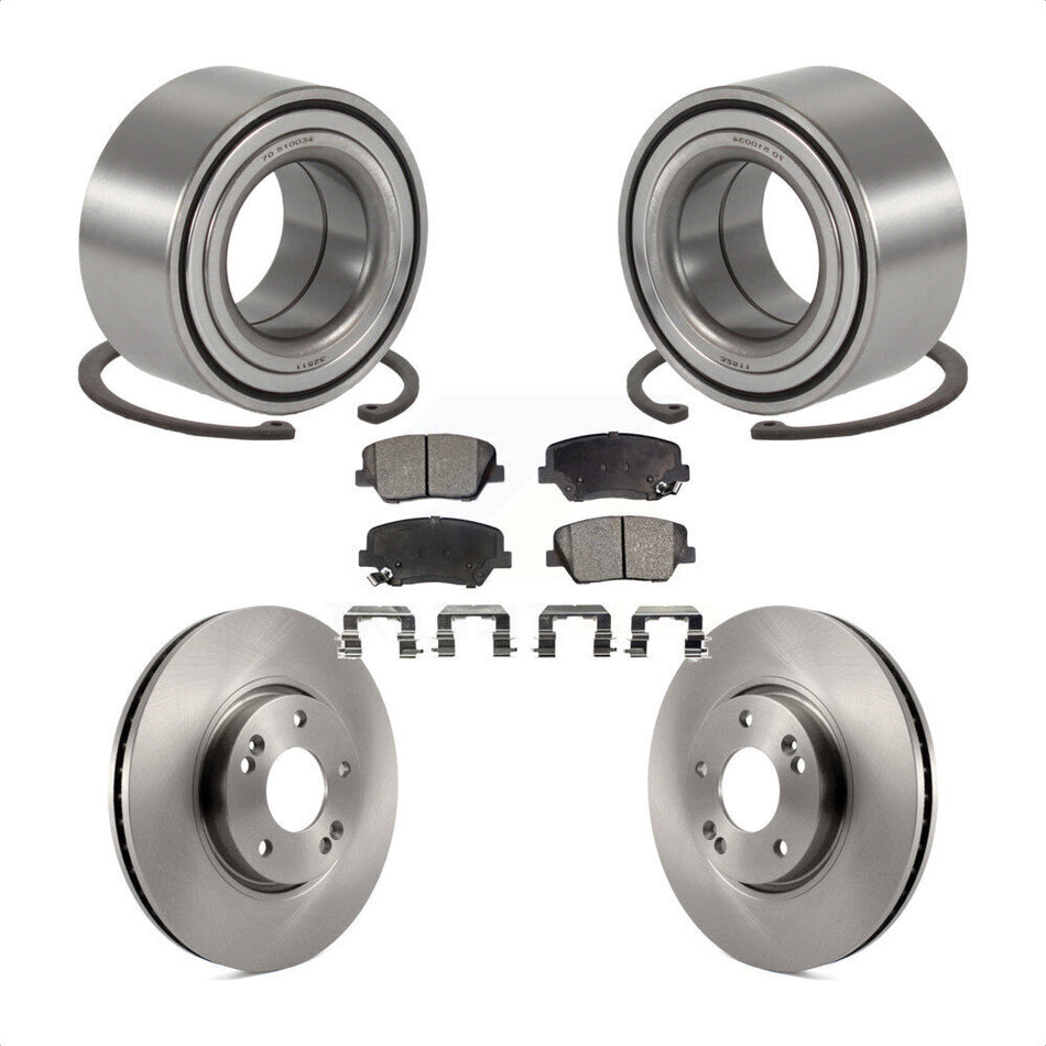 Front Wheel Bearing Disc Brake Rotors And Semi-Metallic Pads Kit For 2014-2015 Kia Rondo KBB-129645