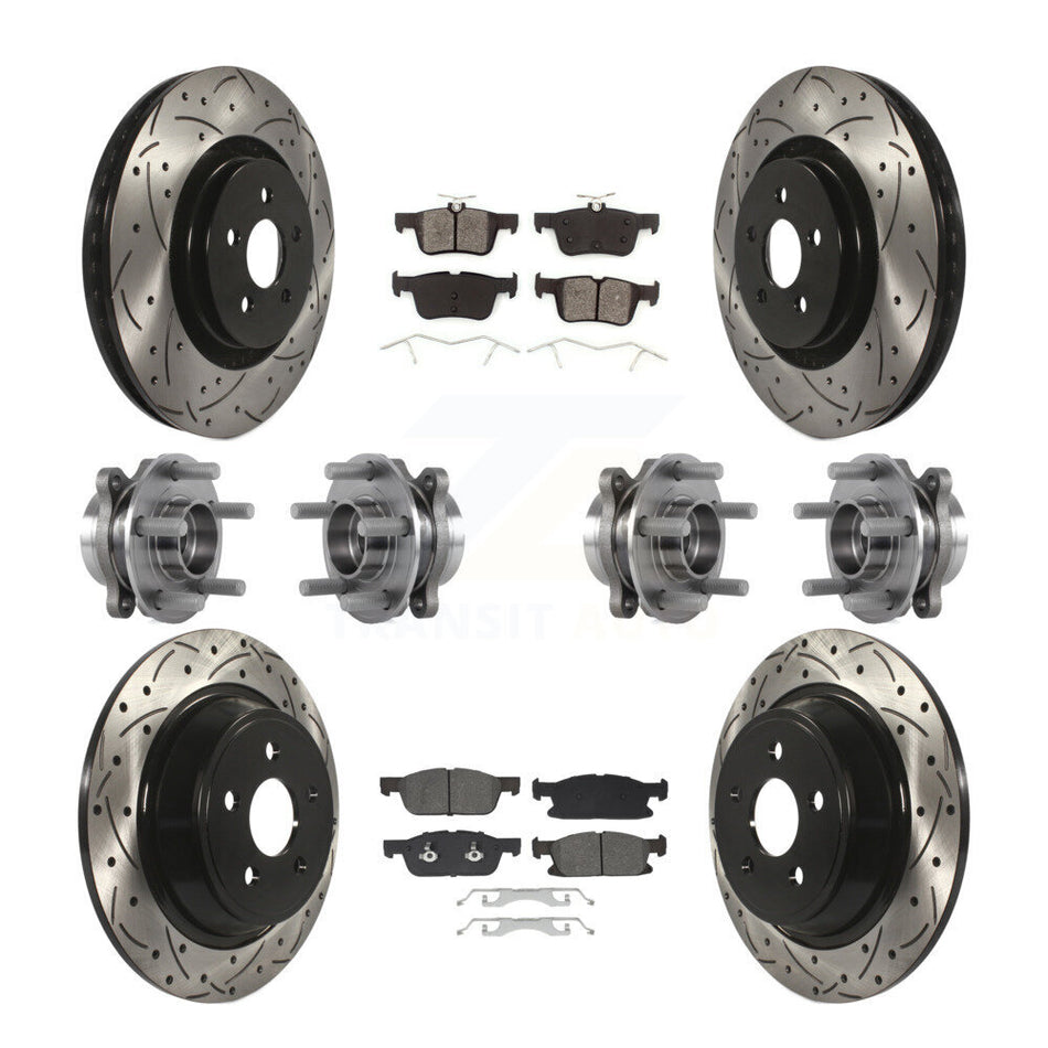 Front Rear Hub Bearing Coated Disc Brake Rotor Pad Kit (10Pc) For Lincoln Continental AWD KBB-129659