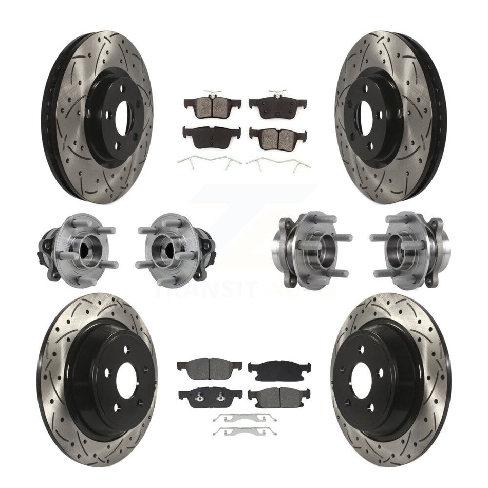 Front Rear Hub Bearing Coated Disc Brake Rotor Pad Kit (10Pc) For Lincoln Continental FWD KBB-129662