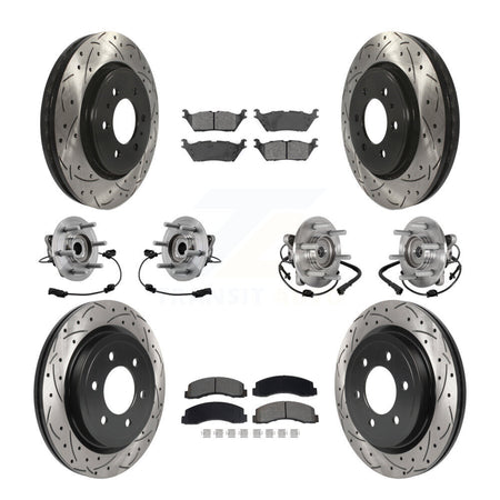 Front Rear Hub Bearing Coated Brake Rotor Pads Kit (10Pc) For Ford Expedition Lincoln 4WD KBB-129668