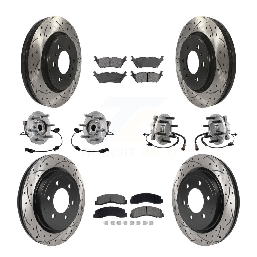 Front Rear Hub Bearing Coated Brake Rotor Pads Kit (10Pc) For Ford Expedition Lincoln RWD KBB-129669