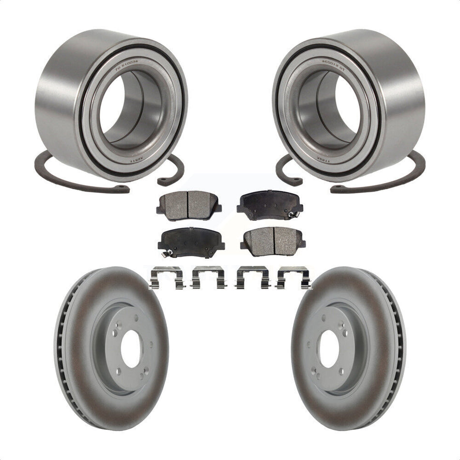 Front Wheel Bearing Coated Disc Brake Rotors And Pads Kit For 2014-2015 Kia Rondo KBB-129682