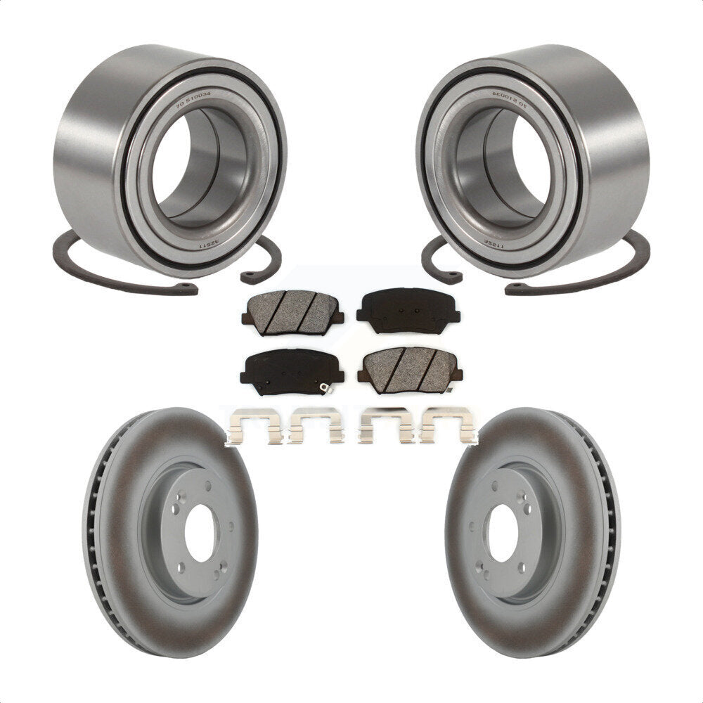 Front Wheel Bearing Coated Disc Brake Rotors And Pads Kit For 2014-2015 Kia Rondo KBB-129694