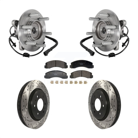 Front Hub Bearing Drilled Slot Brake Rotor Pads Kit For Ford Expedition Lincoln Navigator KBB-129700